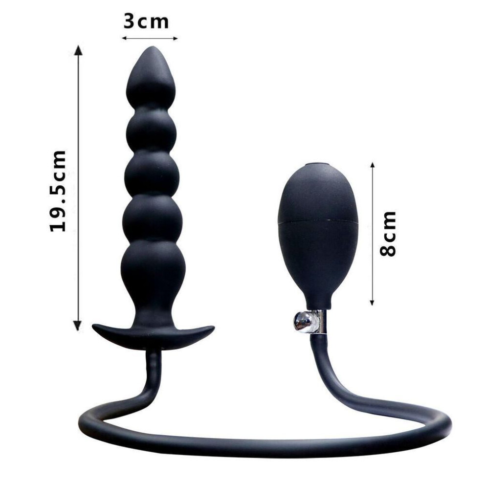 Men's Inflatable Anal Plug with Hand-Pinch Expansion and Prostate Massager Beads