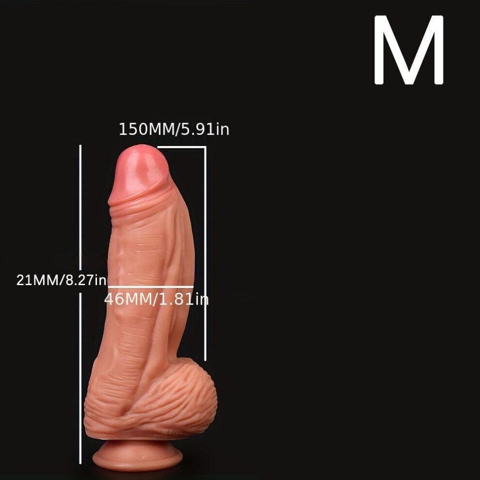 (M) 1pc Thick & Long Realistic Dildo – Soft Silicone Penis Toy For Women & Lesbians, Lifelike Texture, Strong Suction, Adult Erotic Product