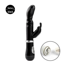 (black, Battery Version) Dual Shock Rabbit Vibrator Massager for G-Spot Stimulation