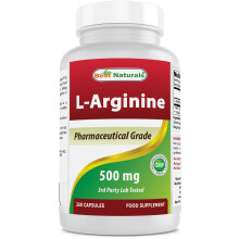 L-Arginine 500mg 250 Capsules (250 Count (Pack of 1))