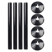 Black 15mm Radiator Pipe Hole Collars Cover Radsnaps (Pack of 4 Collar & Sleeve) Black (Black)