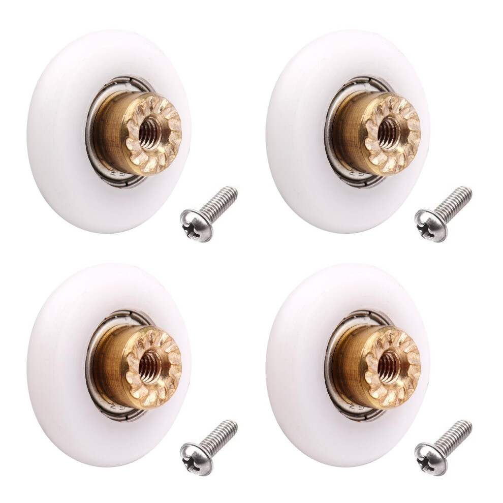 4 Pcs Shower Door Rollers Runners Wheels - Replacement Part Bathroom Glass Door Runner Sliding Shower Door Roller Wheel (Roller Diameter 23Mm) 650076855211