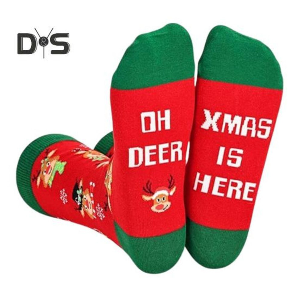 (as the picture, C) 1 Pair Winter Socks Cartoon Snowman And Letter Print Warmth Retention Christmas High-tube Socks Leg Warmer Fall Winter Floor Socks Holiday Gift