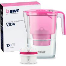 Vida Water Filter Pink 2.6 L | Filter with 1 Magnesium Filter Cartridge | Water Filter Drinking Water | For Food & Drinks | Filters Limescale,