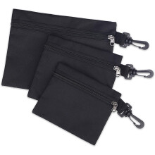Small Tool Pouch Set - 3 Multi Purpose Storage Pouches with Zipper, Carabiner & Utility Tool Tote Bags for Men