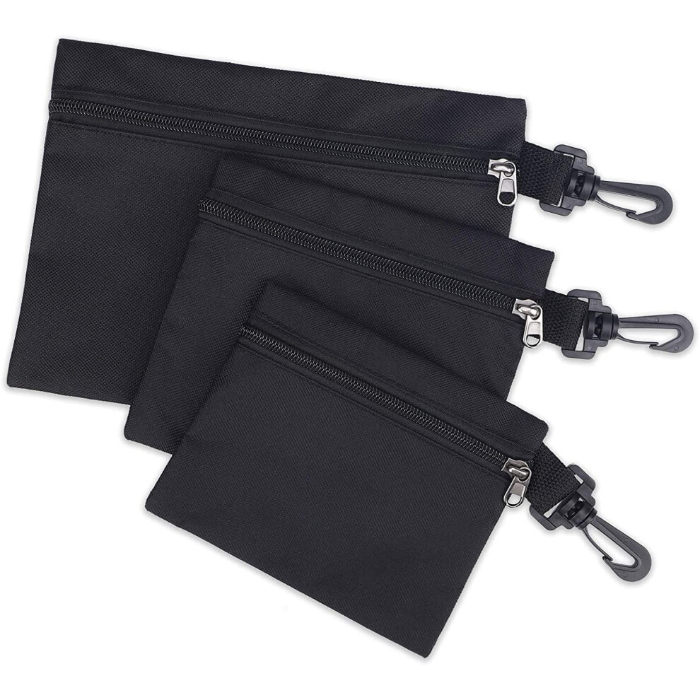 Small Tool Pouch Set - 3 Multi Purpose Storage Pouches With Zipper, Carabiner & Utility Tool Tote Bags For Men 771098498788