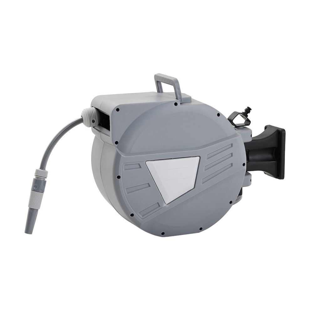 (30m + 2m) Wall Mounted Retractable Garden Hose Reel with Spray Nozzle