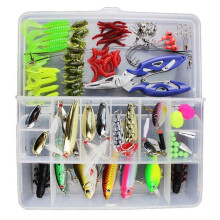 120 PCS Fishing Lures Mixed Including Spinners,VIB,Treble Hooks,Single Hooks,Swivels,Pliers and Tackle Box