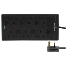 PELB1946 10m 6 Way Individually Switched Surge Protected Extension Lead, Black