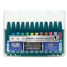 AD Marker De originele Chartpak Tri-Nib 12 verschillende pastelkleuren in plastic draagtas, 1 elk (AD12SETP)