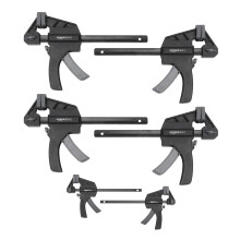 6 Piece Steel Spring Clamp Set, 2 Pieces 10.16 cm, 4 Piece 15.24 cm, Black, Grey