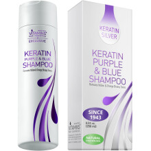 Vitamins Keratin Purple Toning Shampoo - New Violet Blue Brassiness Hair Toner for Blonde Bleached Platinum Silver White Grey Ash Gray Colored Brassy