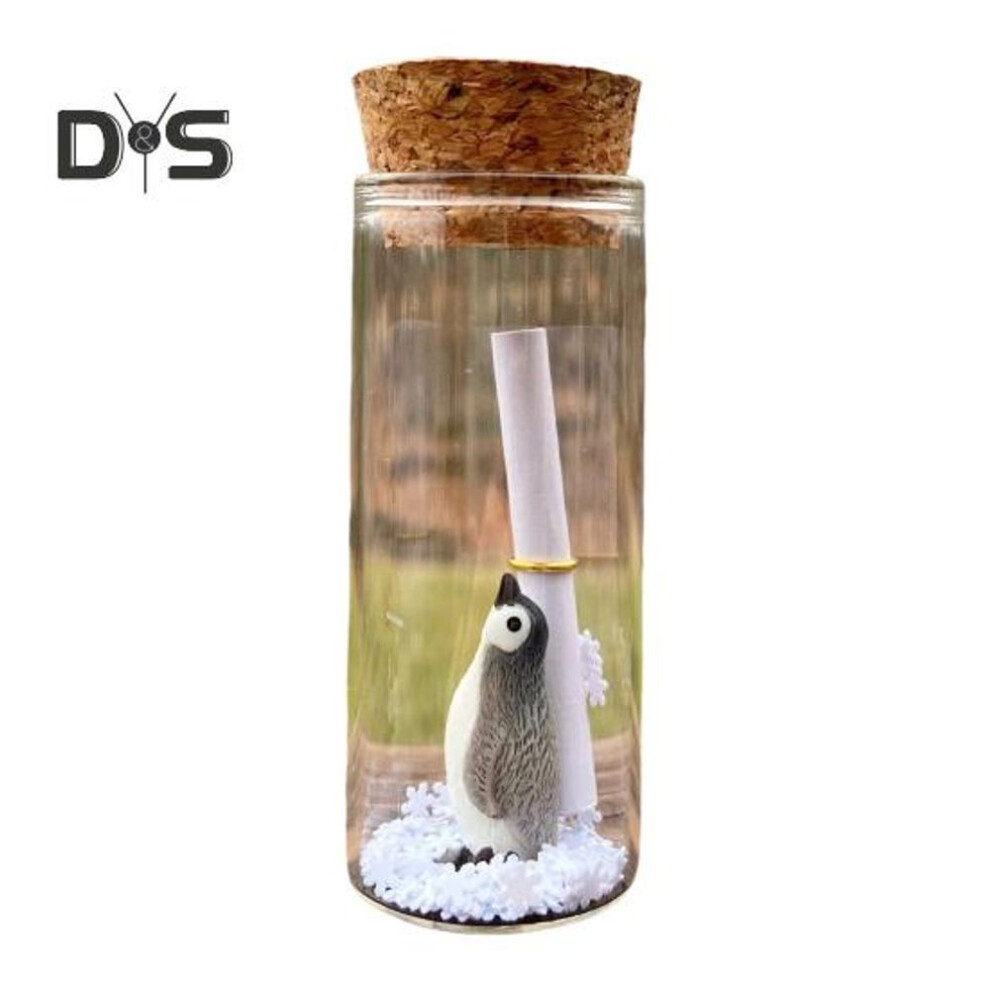 Penguin Message in A Bottle Gift Romantic Handwritten Letter Snowflake Penguin in Glass Bottle for Mother's Day Anniversary Valentine's Day Gift