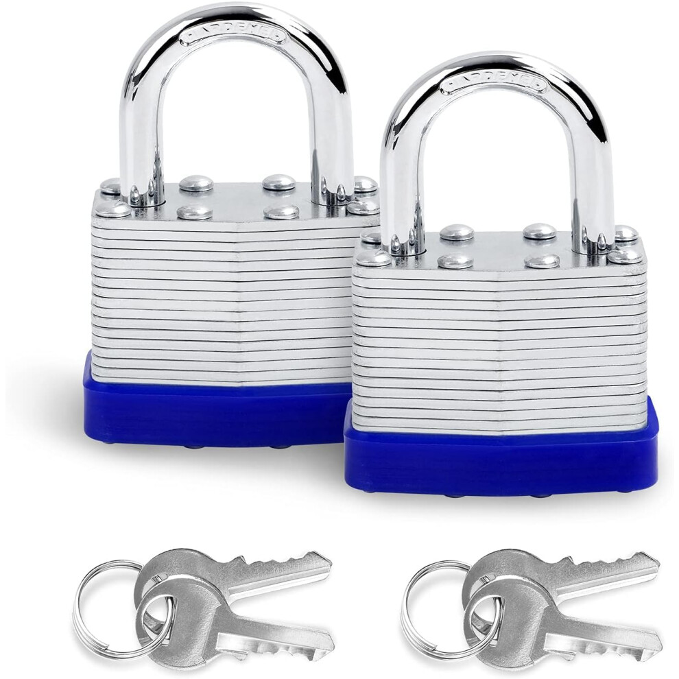 Keyed Padlocks, Padlocks Outdoor Weatherproof 2Pcs Heavy Duty Shackle Padlocks with Keys Long Shackle Pad Lock for Outdoor Garden Shed Garage Fence-image-OPC-PH8STWD-NEW