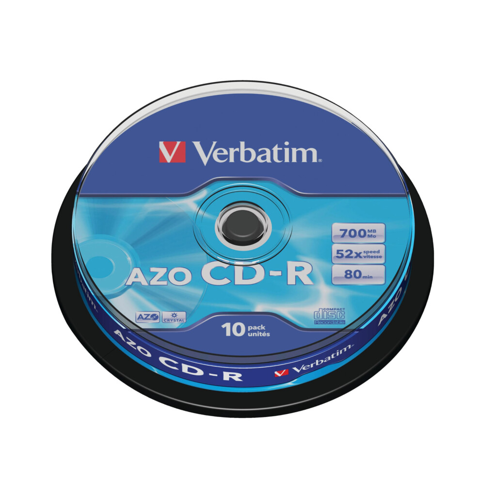 Verbatim 2069211 Cd-R Discs With Extra Protection 10 Spindle Pack, Bulk Pack 10 X Cd-R Blank Discs With Extra Protection, 52X Speed, 700 Mb, White