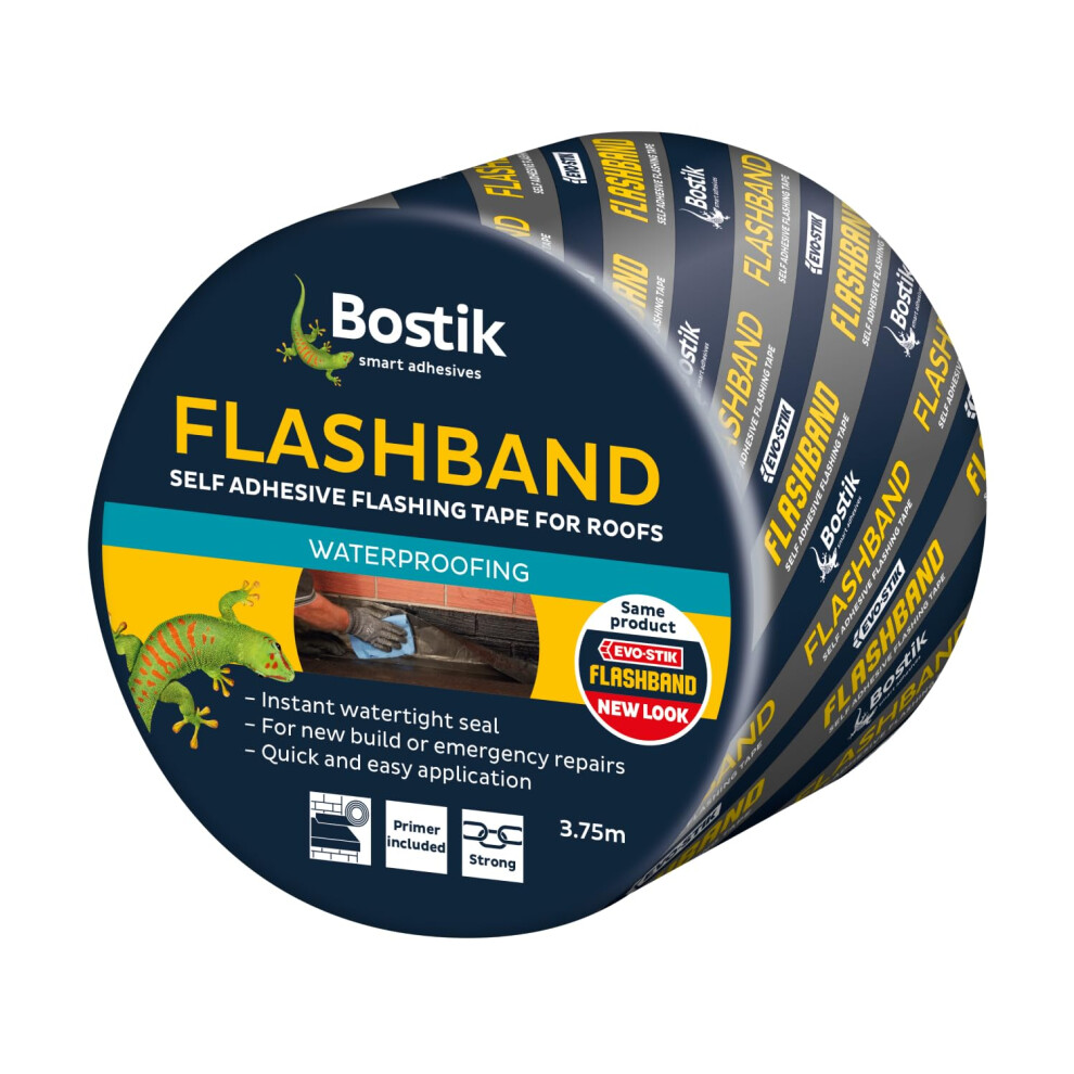 Flashband Self Adhesive Flashing Tape for Roofs, Provides an Instant Watertight Seal, Colour: Grey, 150mm x 3.75m Complete With Primer