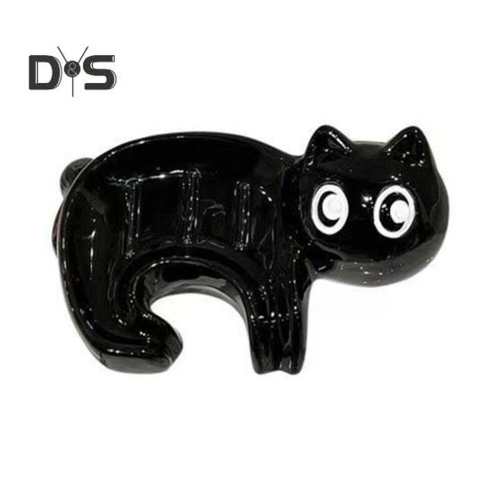 Ceramic Black Cat Soap Dish Quick Drain Kitchen Bathroom Shampoo Bar Shower Soap Sponge Holder Container Box Saver Tray Countertop Decoration