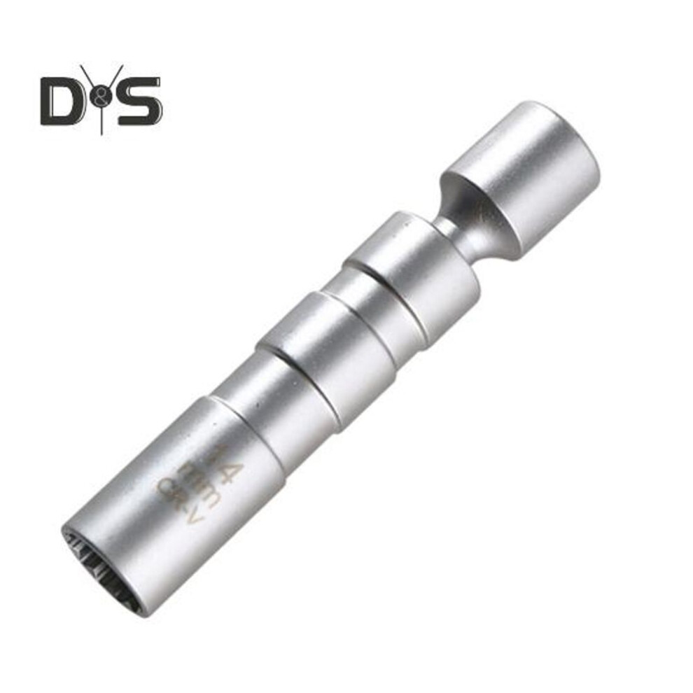 (as the picture, 14mm) Magnetic Swivel Spark Plug Socket 14-point 360-degree Rotation Standard Spark Plug Sleeve Removal Tool