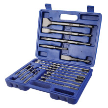 17-Piece SDS Plus Drill Bit Set with Chisel Bits, Rotary Hammer Drill Accessories for Concrete, Tile, Brick, Cement, Stone and Masonry, Storage Case
