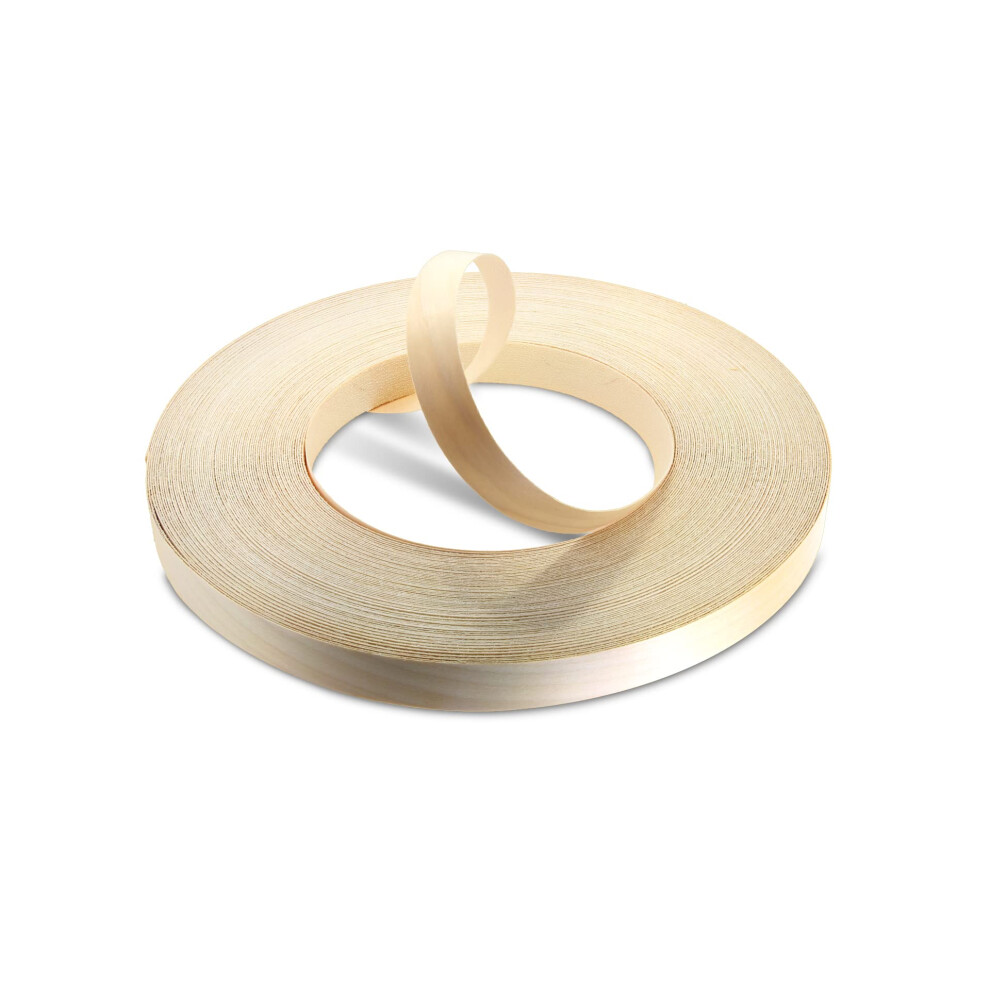 Woodpress 22Mm Real Birch Edging Tape - 50M Iron On Edging Strip - Pre-Glued Edge Banding For Diy Application - Wood Trim Edging Tape For Desk, 5060510462939