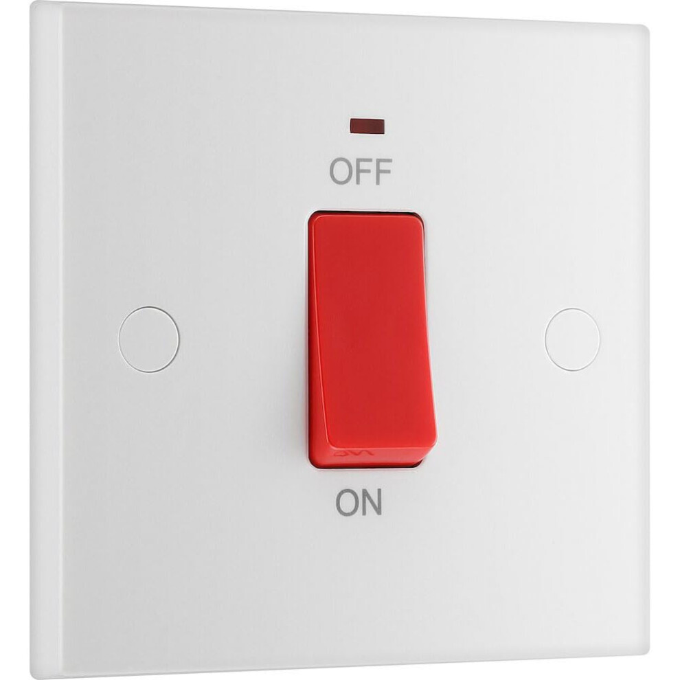 Bg Electrical Cooker Control Switch Unit With Led Power Indicator, Single Plate, Double Pole, Square Edge, Nexus 900 Series, White Moulded, 45A, 974 5021166974009