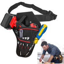 Upgraded Heavy-Duty Drill Holster Tool Belts Electrician Holder Belt Waist Bags Hanging Tools Pouch Multi-Pockets Organiser Waist with Adjustable Belt