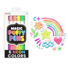 Ooly Magic Puffy Pens Nafoukl popcornov kreslc pera Sada 6 neonovch barev s 3D inkoustem Pridejte teplo a sledujte, jak umen roste! Kreativn f