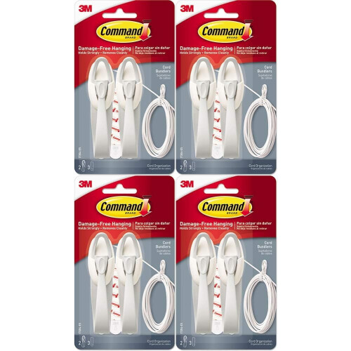 3M 17304 Command Cord Bundlers 4 Pack 8 Bundlers
