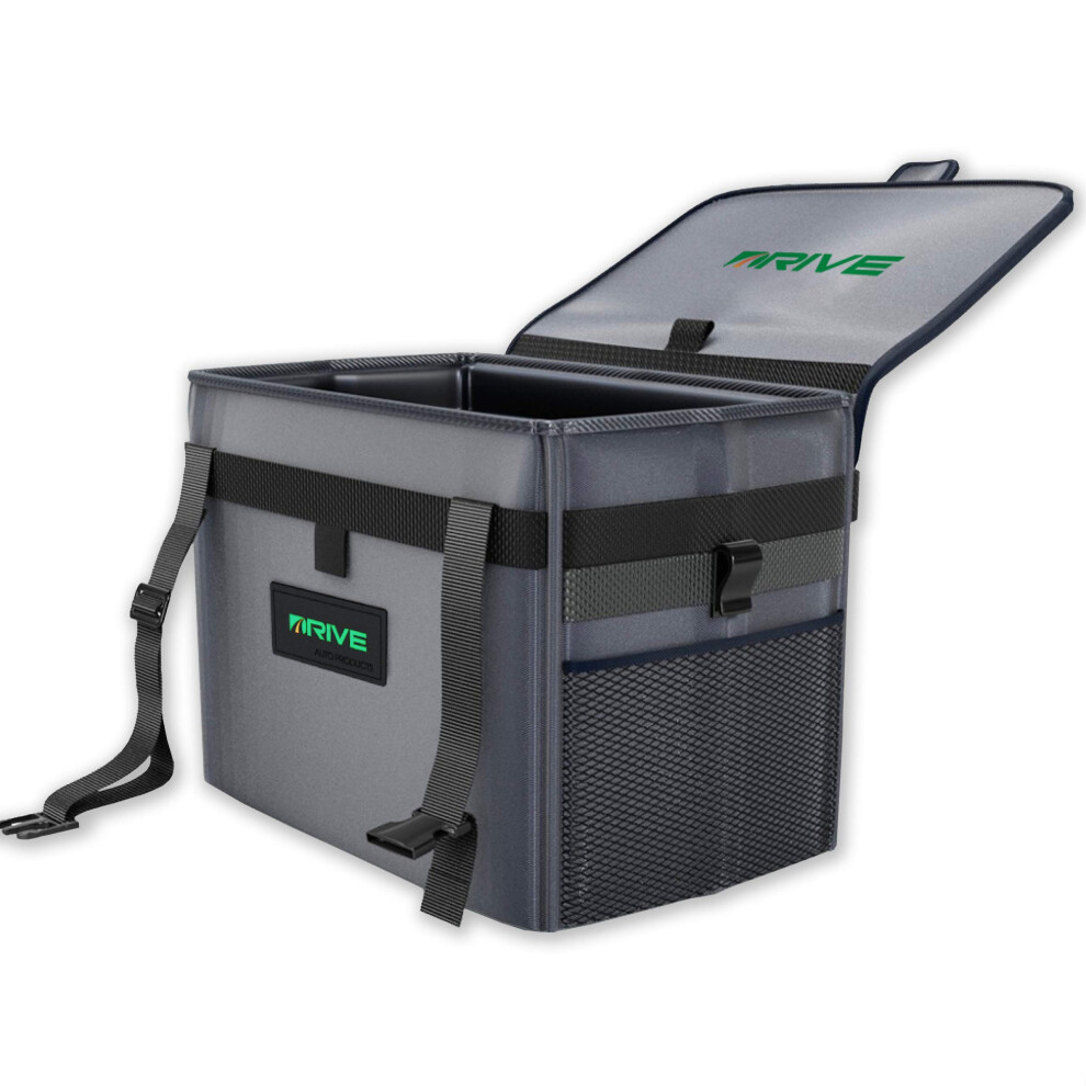 Drive Auto Car Trash Can - Collapsible Leakproof Garbage Bin With Adjustable Strap And 20 Trash Bags - Car & Truck Accessories For Men And Women - Gr 635635175337