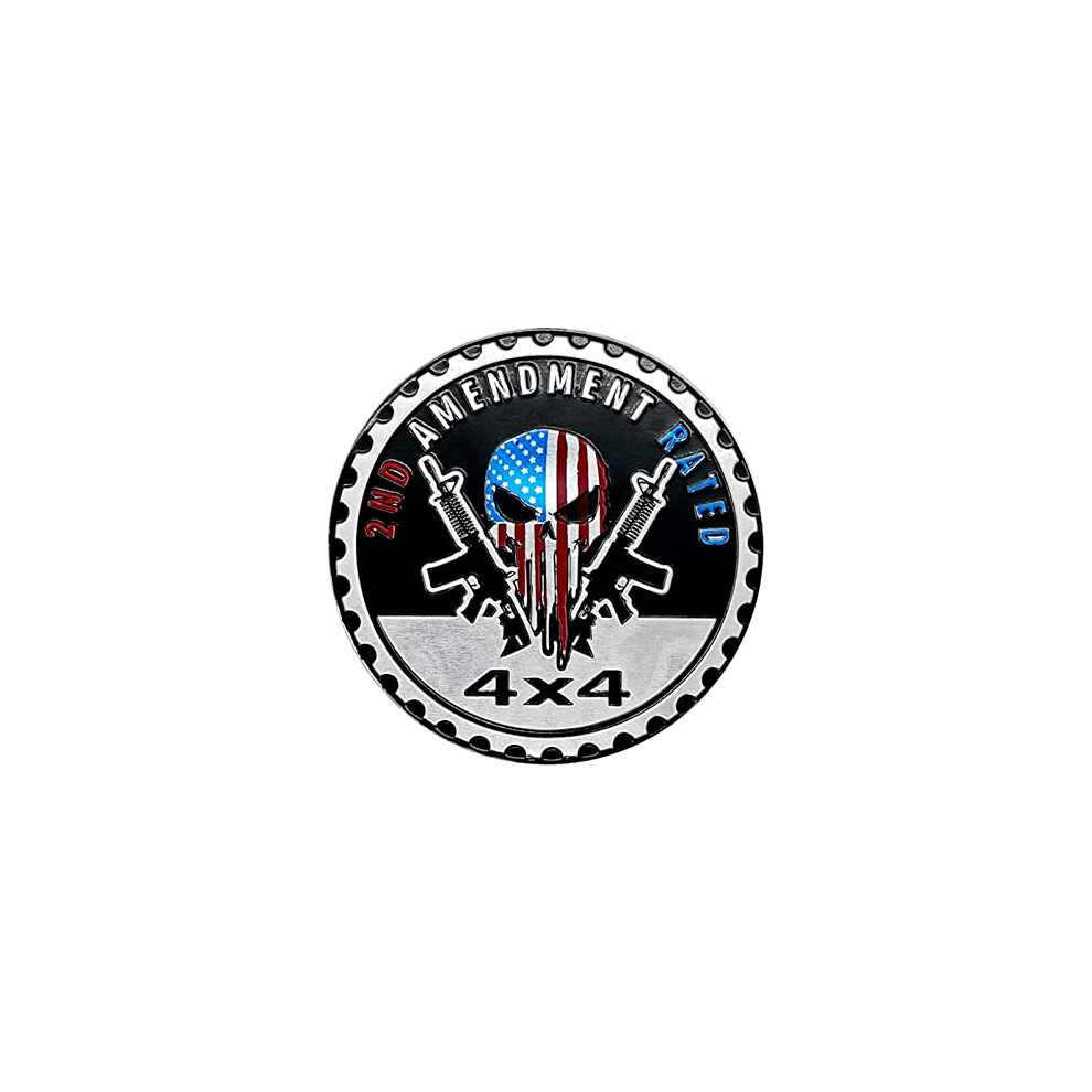 2Nd Amendment Badge Rated Car Emblem, 4 X 4 Metal Automotive Badge 3D Metal Car Badges Emblems Round Emblem Decals Car Badge Decals Stickers Compatib 9331632188318