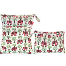 Damero 2 pezzi Borsa da viaggio impermeabile e impermeabile riutilizzabile con due tasche con cerniera per pannolini lavabili, parti per l'estraz