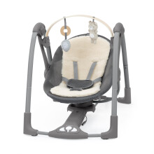 Balancelle Portable Every Season Swing 'n Go avec Arc d'Activités en Bois Amovible et Balancement Motorisé pour Enfants de 0 à 9