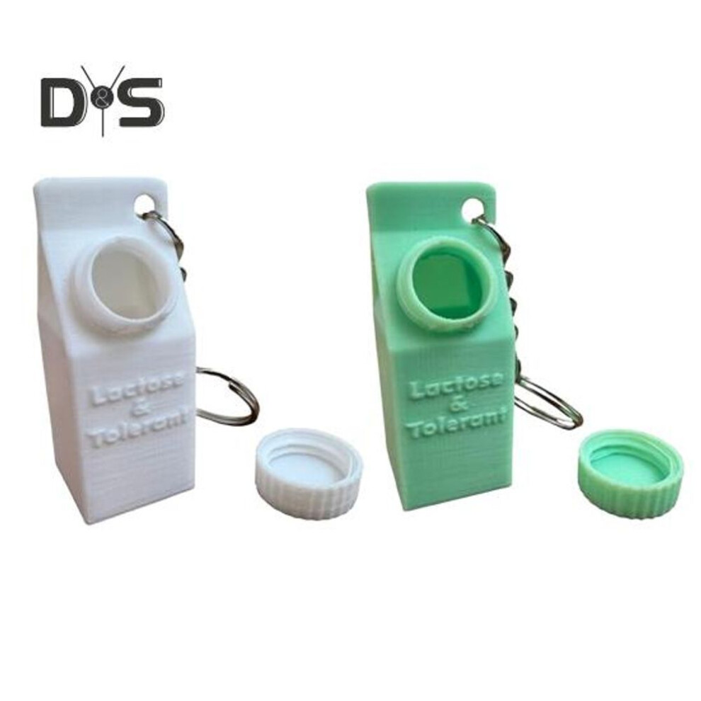 (Other) 1/2Pcs Lactose And Tolerant Pill Holder Keychain Compact Carton Milk Box Design Keyring Backpacks Purses Accessories