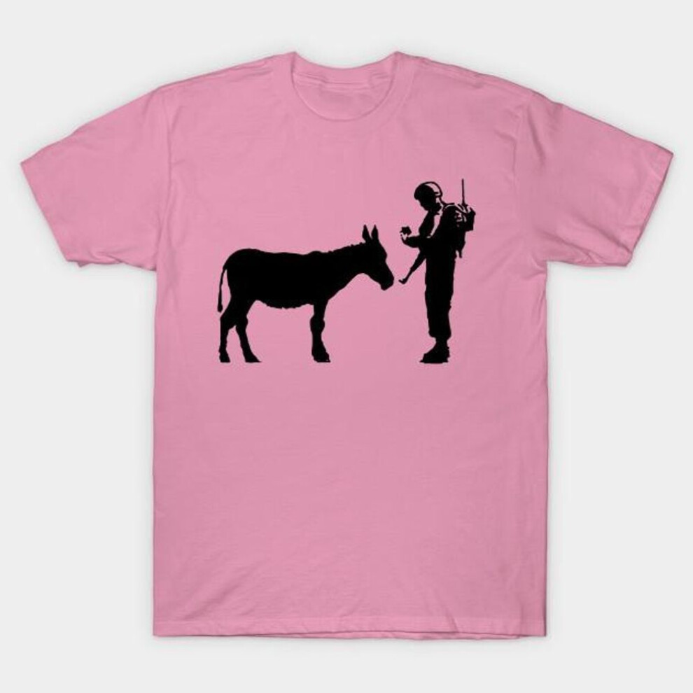 (4XL, pink) T Shirt Women Donkey And Soldier Give Safety Funny Harajuku Print Kawaii Tshirt Summer Short Sleeve Female T-Shirt Top Tee