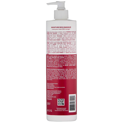 Μάσκα μαλλιών Framesi Color Lover Moisture Rich 16,9 fl.oz χωρίς θειικά άλατα για βαμμένα μαλλιά 1