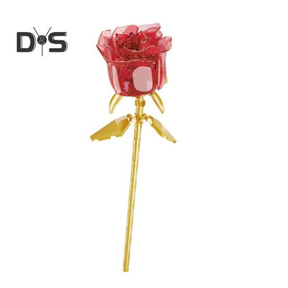 (dark red) 1 Set Building Block Rose Branch DIY Handmade Colorful Flower Block Assembly Toy Plastic Floral Plants Decoration Kids Adults Girls Gift