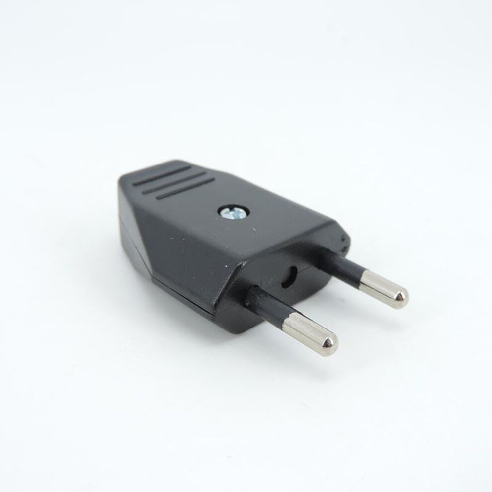(black) Eu Plug Ac Power Adapter 220v 2.5a Male Euro Replacement Outlets Rewireable Electeical Socket For Power Extension Cable 2pin