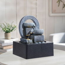 Tabletop Waterfall Fountain with LED Lighting, 18 cm W x 18 cm D x 24 cm H