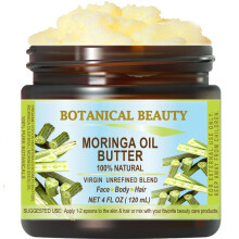 Botanical Beauty MORINGA OIL BUTTER Ren och Obearbetad 120 ml för Ansikte, Hud, Kropp, Skadat Hår, Naglar