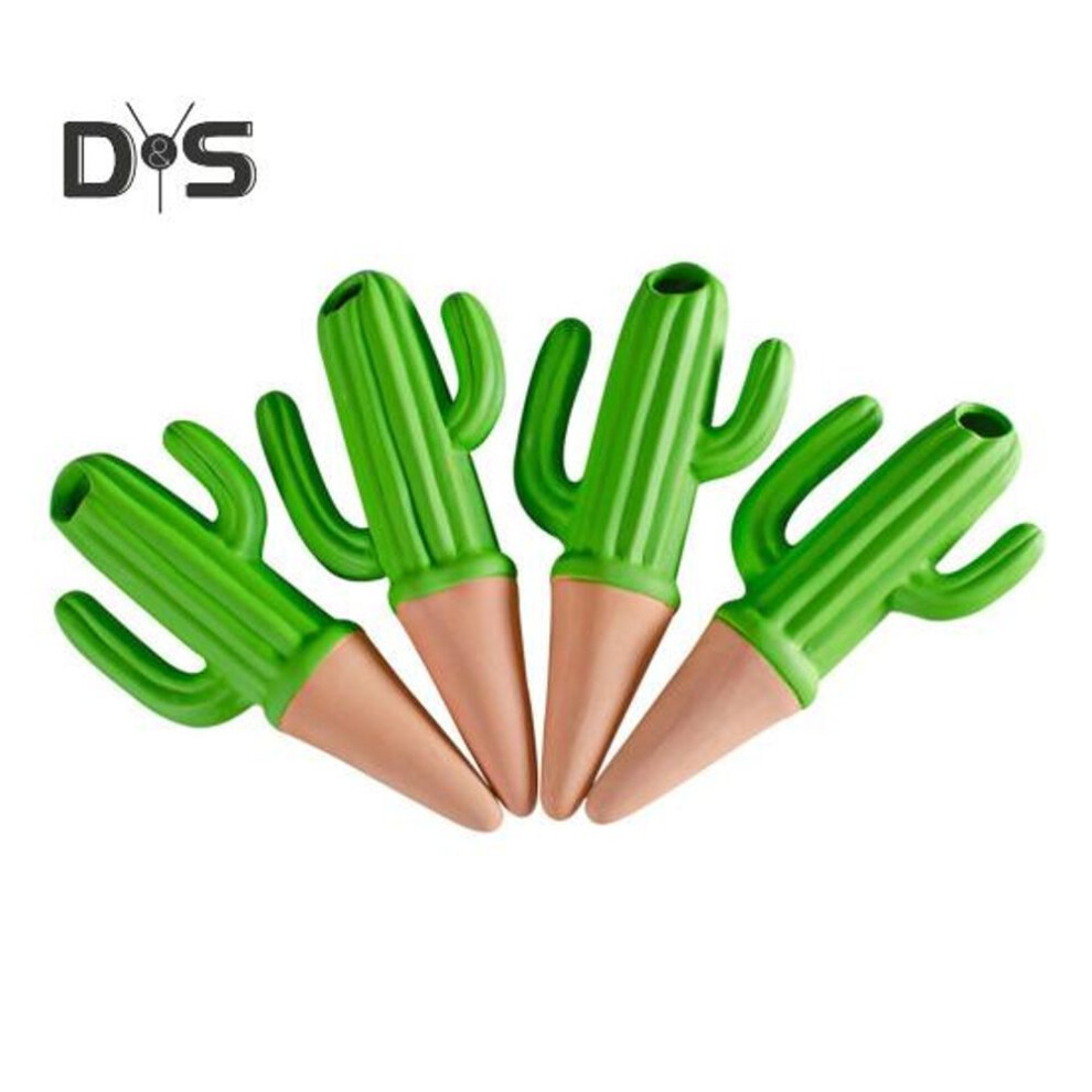 4 Pcs Cactus Shape Watering Spikes Terracotta Clay Plant Self Watering Stakes Slow Release Watering Spikes for Indoor Outdoor Plants