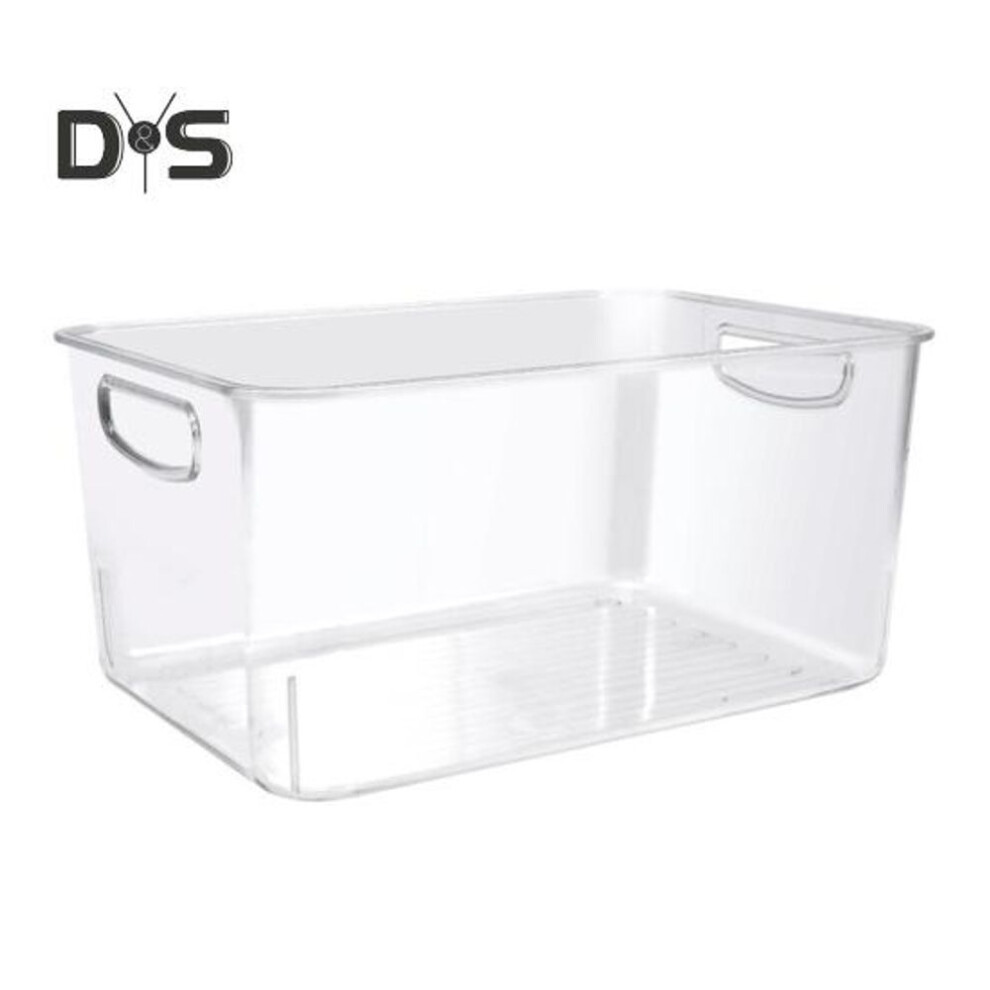 (as the picture, M) 1/3pcs Extra Large Clear Plastic Storage Bins Transparent Organizer With Built-in Handle Large Capacity Acrylic Organizer Square Container