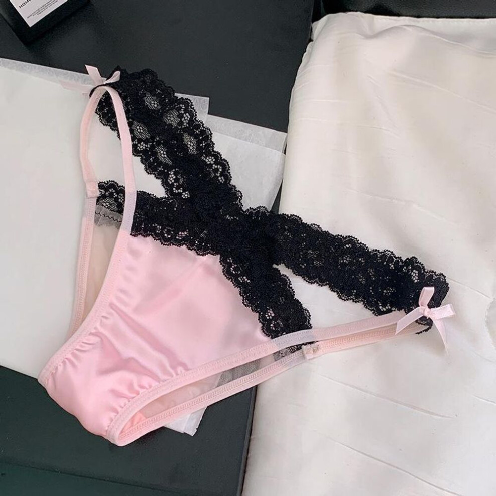 (black,pink, One Size (80-120)) "2024 Lace Summer Panties: Seamless, Pure Cotton Crotch, Stylish Design For Women & Girls