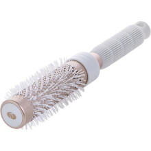 T3 - Volume Round Hair Brush Ceramic-Coated Barrel Vented Round Brush for Blow Drying Heat Resistant Bristles, White/Rose Gold
