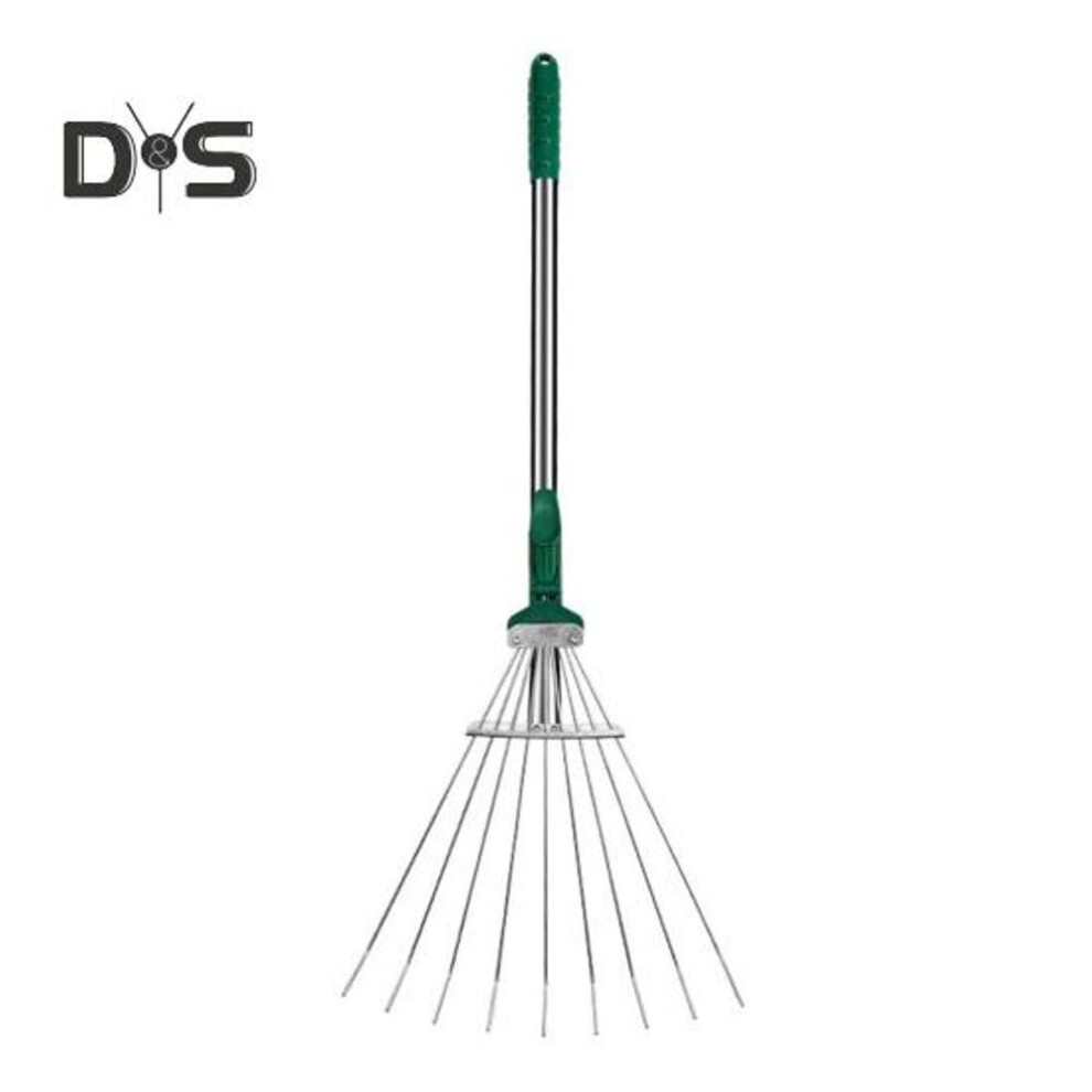 Leaf Rake Thickened Telescopic Adjustable Handle Length Lightweight Narrow Area Rake Stainless Steel High-capacity Leaf Collector