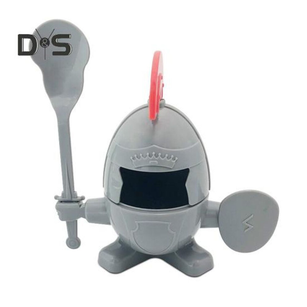 (as the picture, C) Boiled Egg Cup Holder Knight Design Easy To Clean Reusable Hard Plastic Egg Holder With Spoon Kids Toys