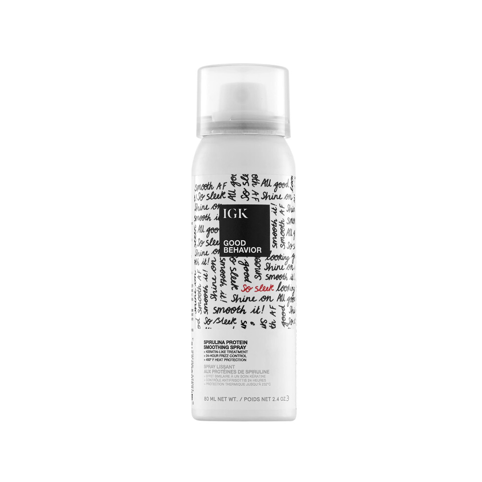 Igk Good Behavior Spirulina Protein Smoothing Spray Travel | Keratin Like Treatment + Frizz Control + Heat Protectant | Vegan + Cruelty Free | 2.4 Oz