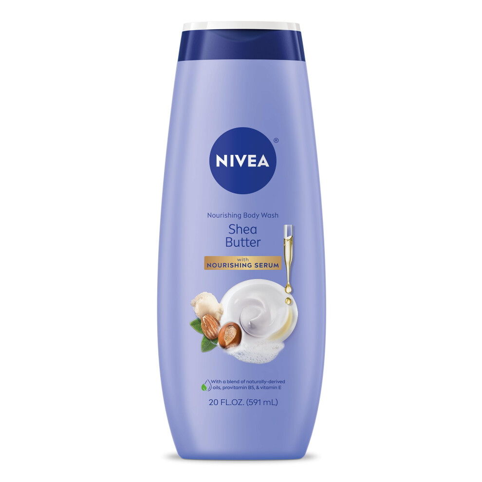 Nivea Nourishing Shea Butter Body Wash With Nourishing Serum, Moisturizing Body Wash For Women, Enriched Provitamin B5 And Vitamin E, 20 Fl Oz Bottle
