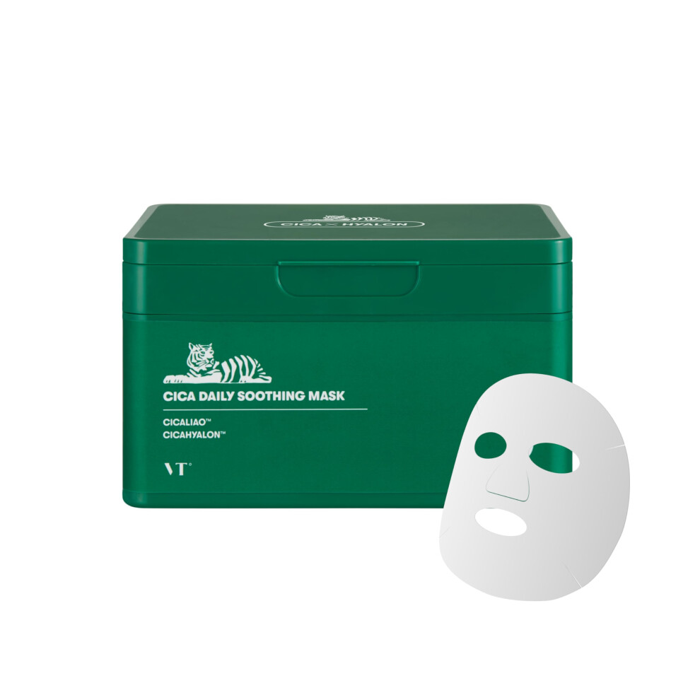 Vt Cosmetics Daily Soothing Mask 30Ea Facial Sheet Mask For Moist & Hydrating 30 Day Supply Cica Face Mask