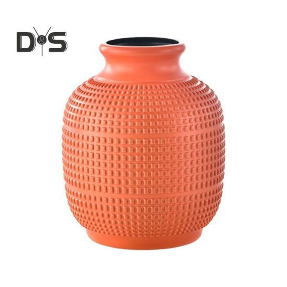 (orange) Plastic Flower Vase Indoor Outdoor Modern Real Dried Flower Holder Floral Arrangement Container Living Room Bedroom Table Centerpiece Decoration