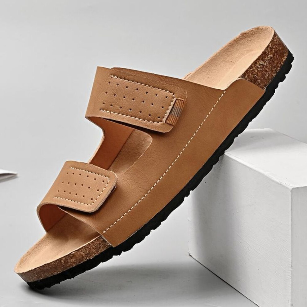 (brown, 41) New Fashion Men's Cork Sandals Classic Cork Slippers Male Summer Beach Sandals